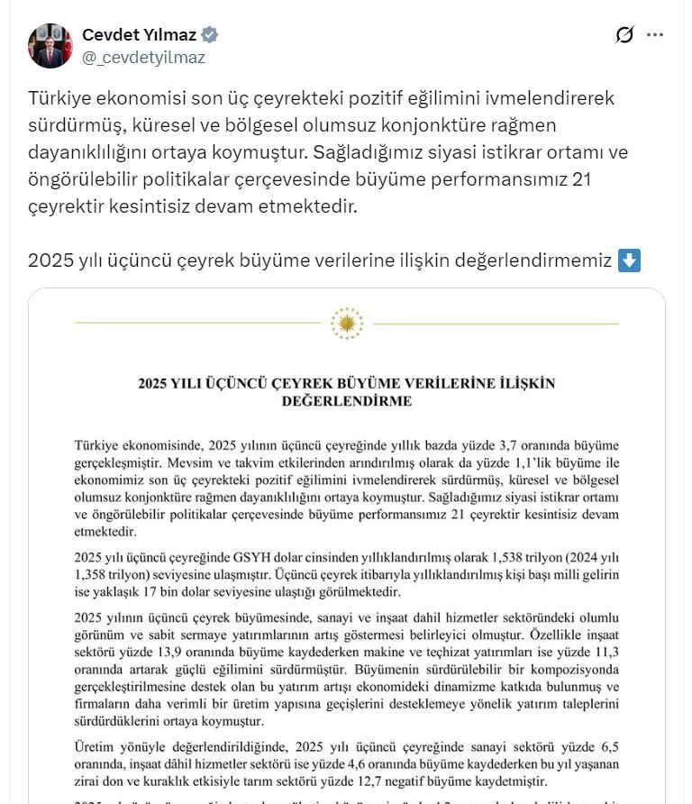 Cumhurbaşkanı Yardımcısı Cevdet Yılmaz,