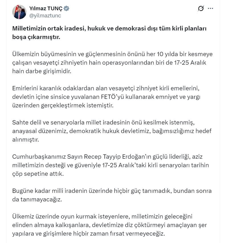 Adalet Bakanı Yılmaz Tunç, 17-25