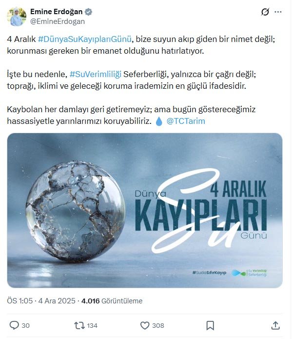 Emine Erdoğan, 4 Aralık Dünya