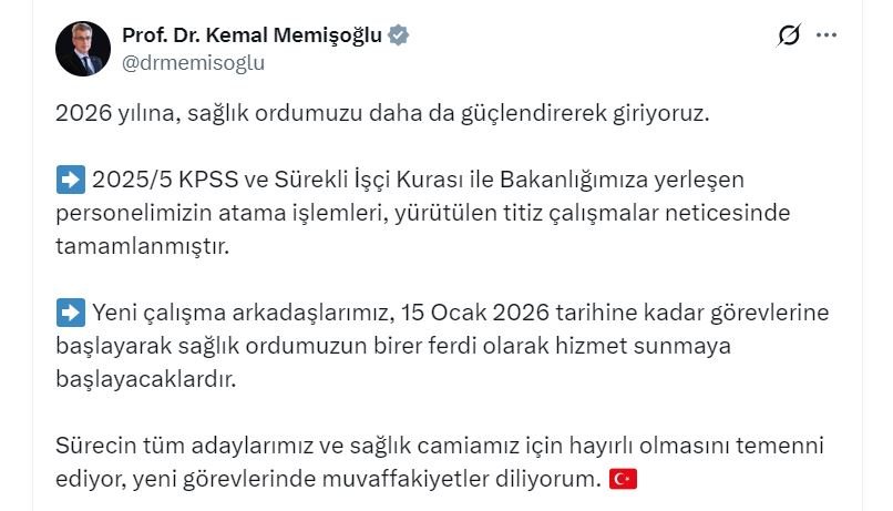 Sağlık Bakanı Kemal Memişoğlu, 2025/5