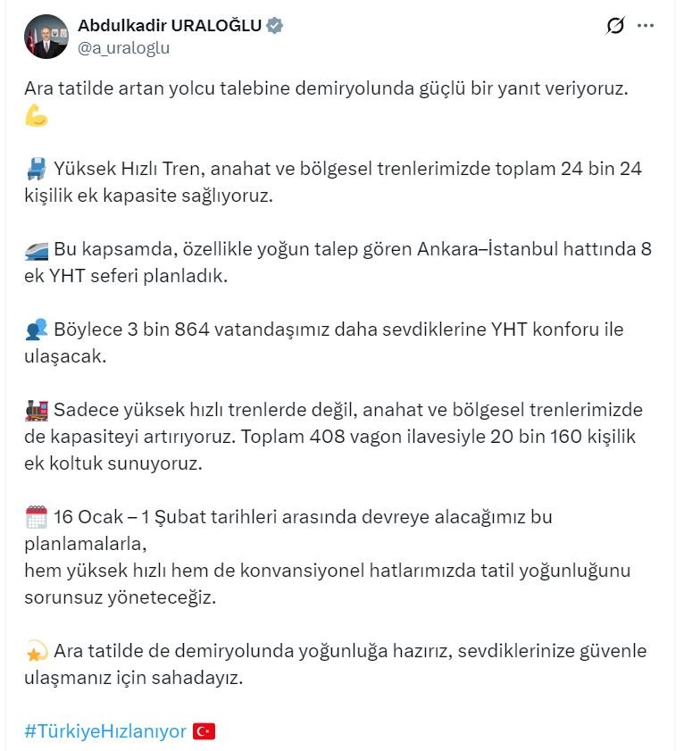 Ulaştırma Bakanı Abdulkadir Uraloğlu, ara