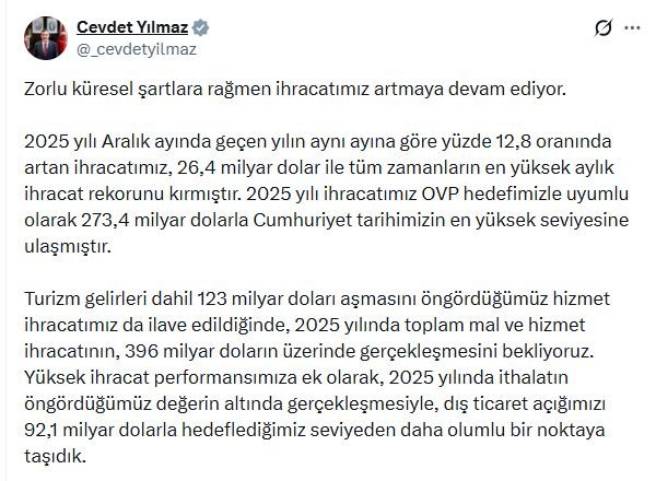 Cumhurbaşkanı Yardımcısı Cevdet Yılmaz, 2026