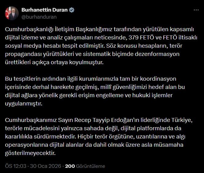 İletişim Başkanı Burhanettin Duran, 379