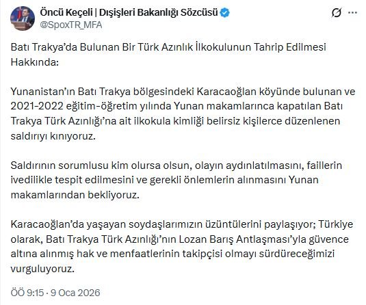 Dışişleri Bakanlığı Sözcüsü Öncü