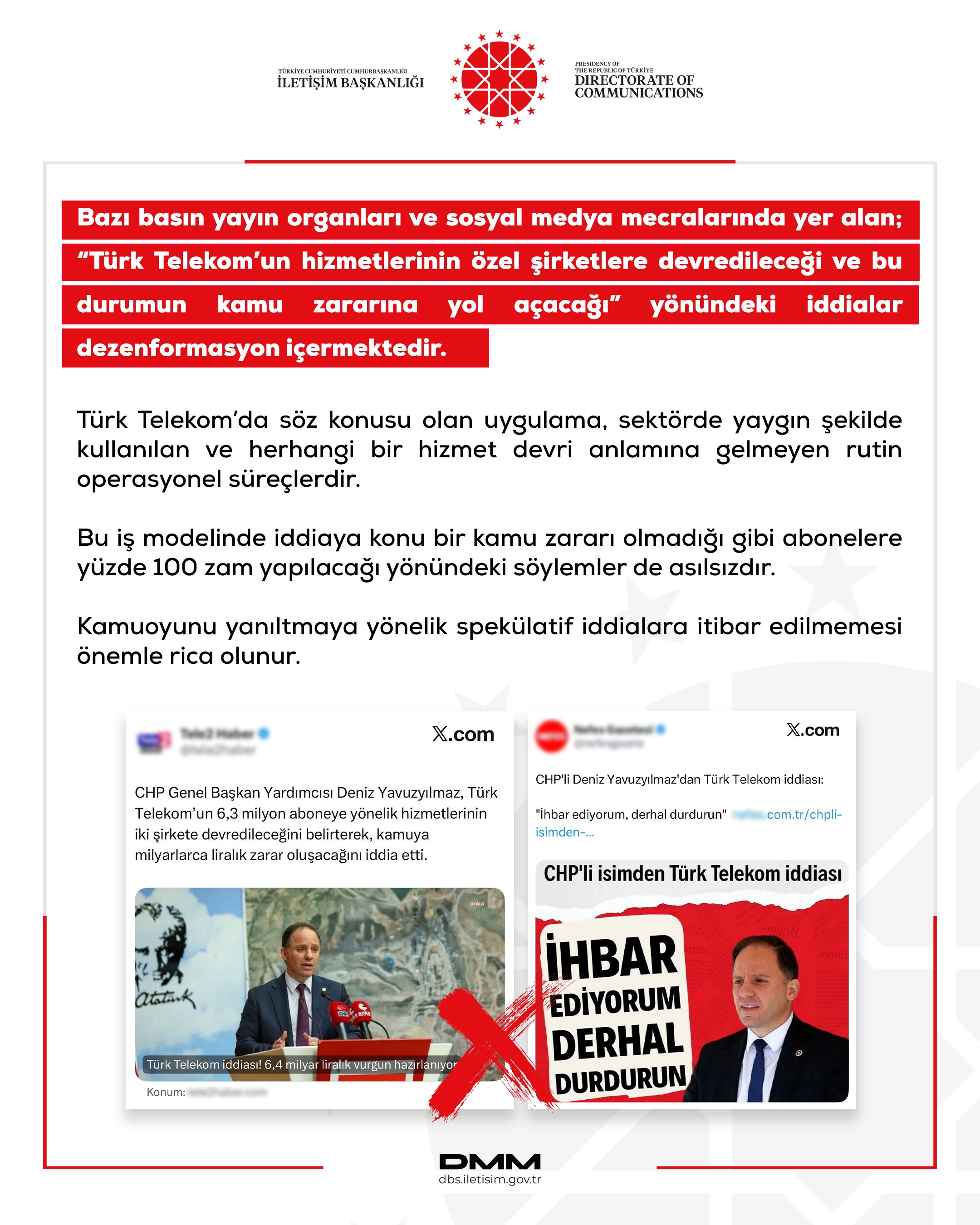 İletişim Başkanlığı DMM, Türk Telekom'un