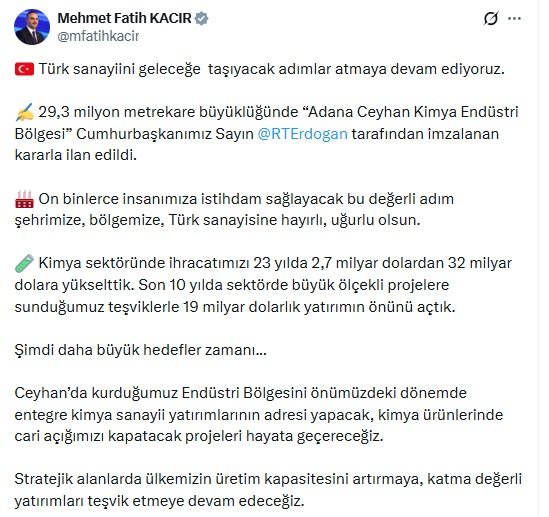 Sanayi ve Teknoloji Bakanı Mehmet