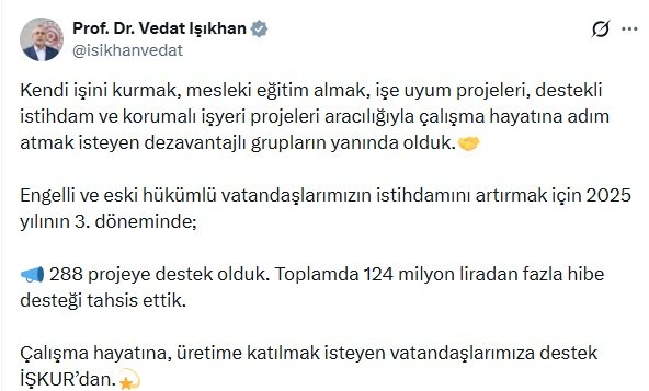 Çalışma Bakanı Vedat Işıkhan, engelli