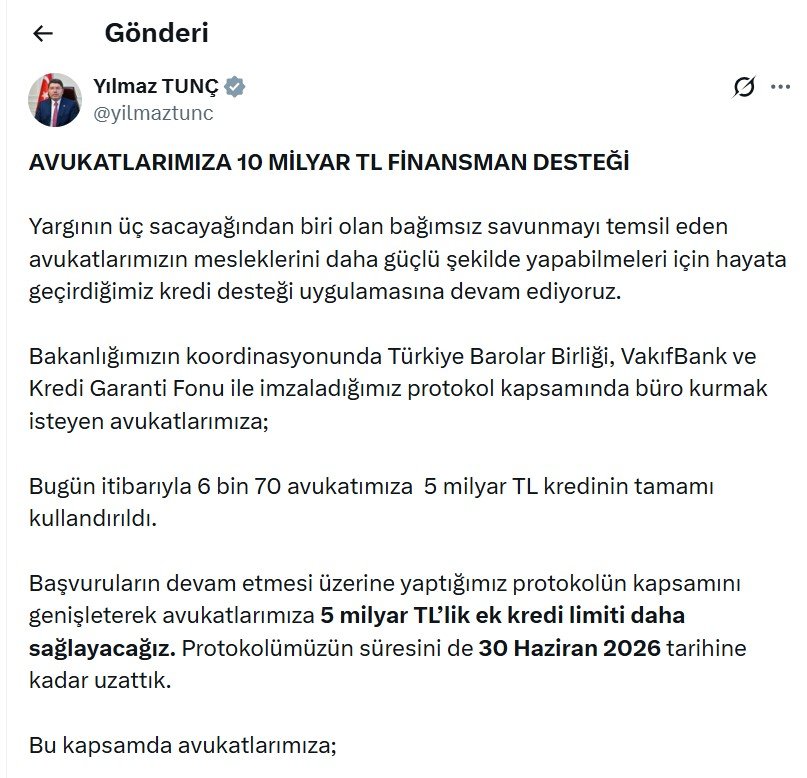 Adalet Bakanı Yılmaz Tunç, avukatlara
