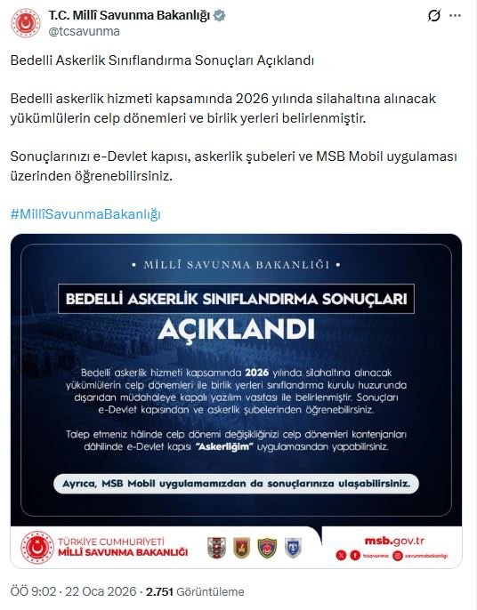 Milli Savunma Bakanlığı, 2026 yılı