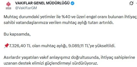 Vakıflar Genel Müdürlüğü, yetim ve
