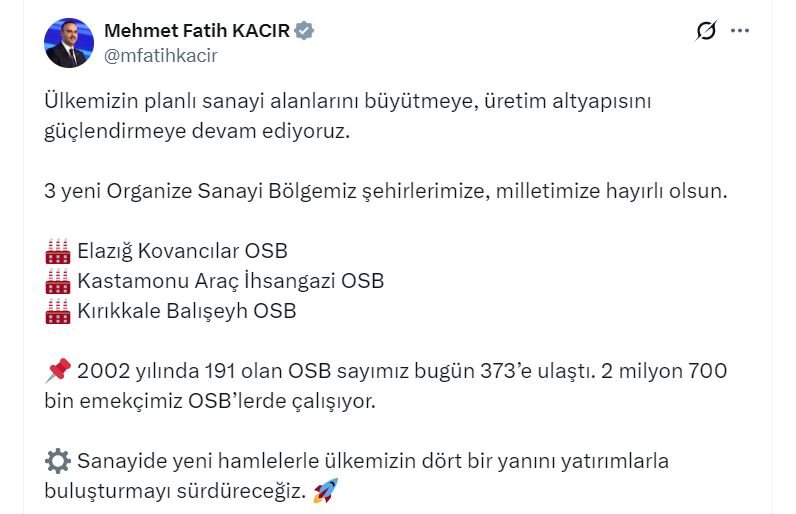 Sanayi ve Teknoloji Bakanı Mehmet