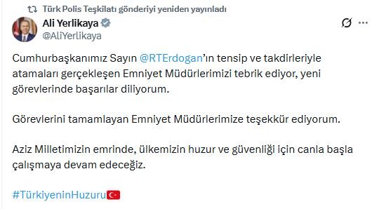 Cumhurbaşkanı Erdoğan'ın tensibiyle gerçekleşen emniyet