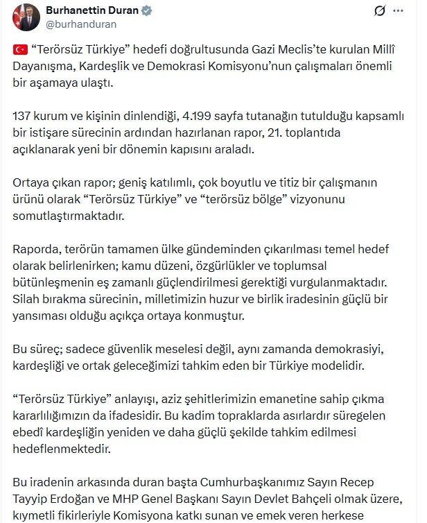 İletişim Başkanı Burhanettin Duran, TBMM'deki