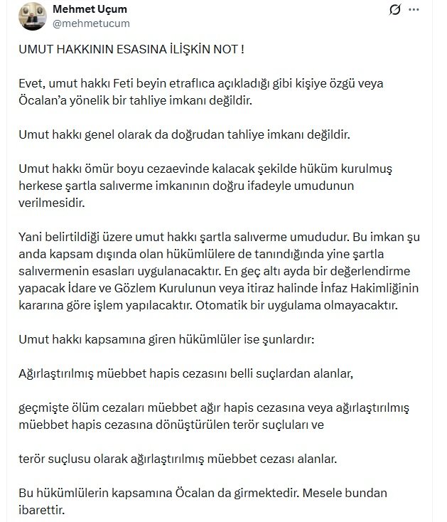 Cumhurbaşkanı Başdanışmanı Mehmet Uçum, 'umut