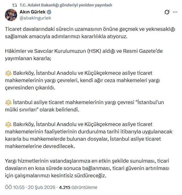 Adalet Bakanı Akın Gürlek, İstanbul'daki