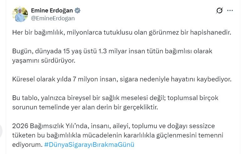 Emine Erdoğan, Dünya Sigarayı Bırakma