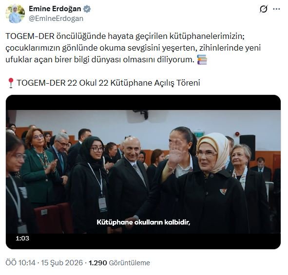 Emine Erdoğan, TOGEM-DER'in '22 Okula