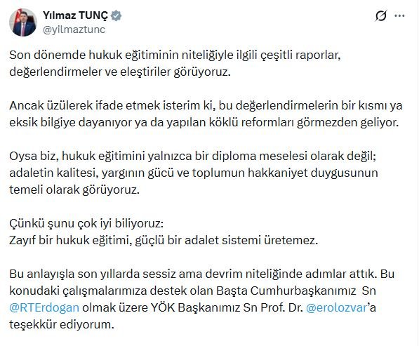 Adalet Bakanı Yılmaz Tunç, hukuk