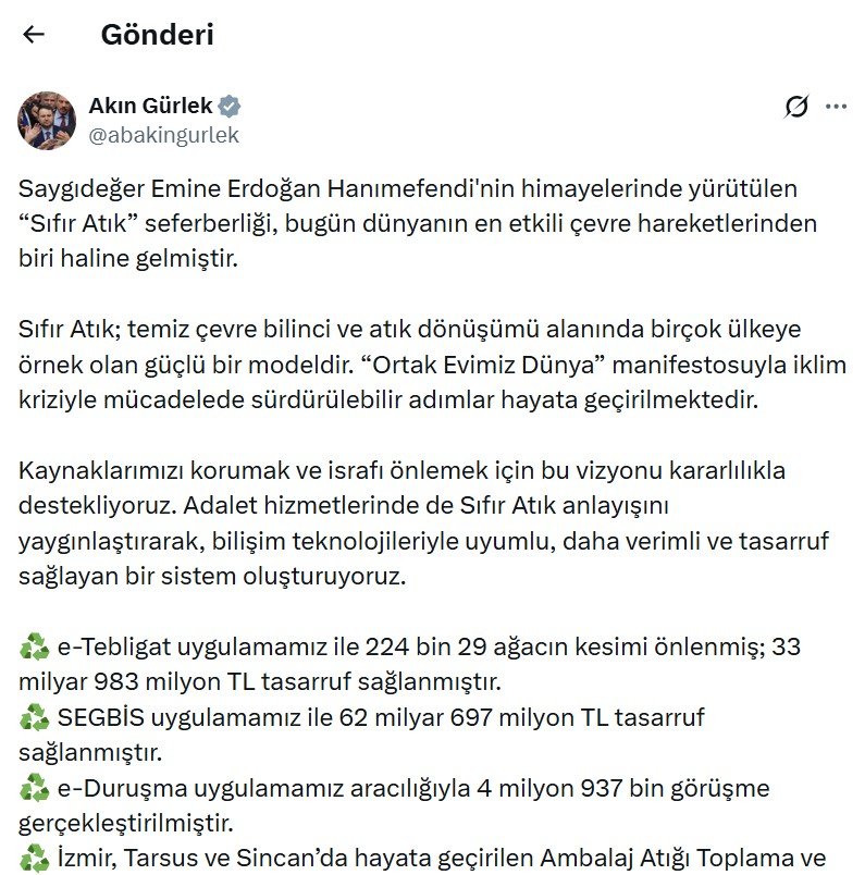 Adalet Bakanı Akın Gürlek, e-Tebligat