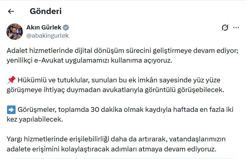 Adalet Bakanı Akın Gürlek, hükümlü