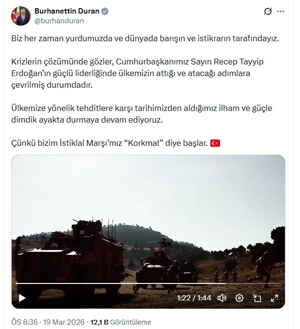 İletişim Başkanı Burhanettin Duran, Türkiye'nin