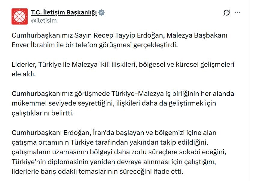 Cumhurbaşkanı Erdoğan, Malezya Başbakanı Enver