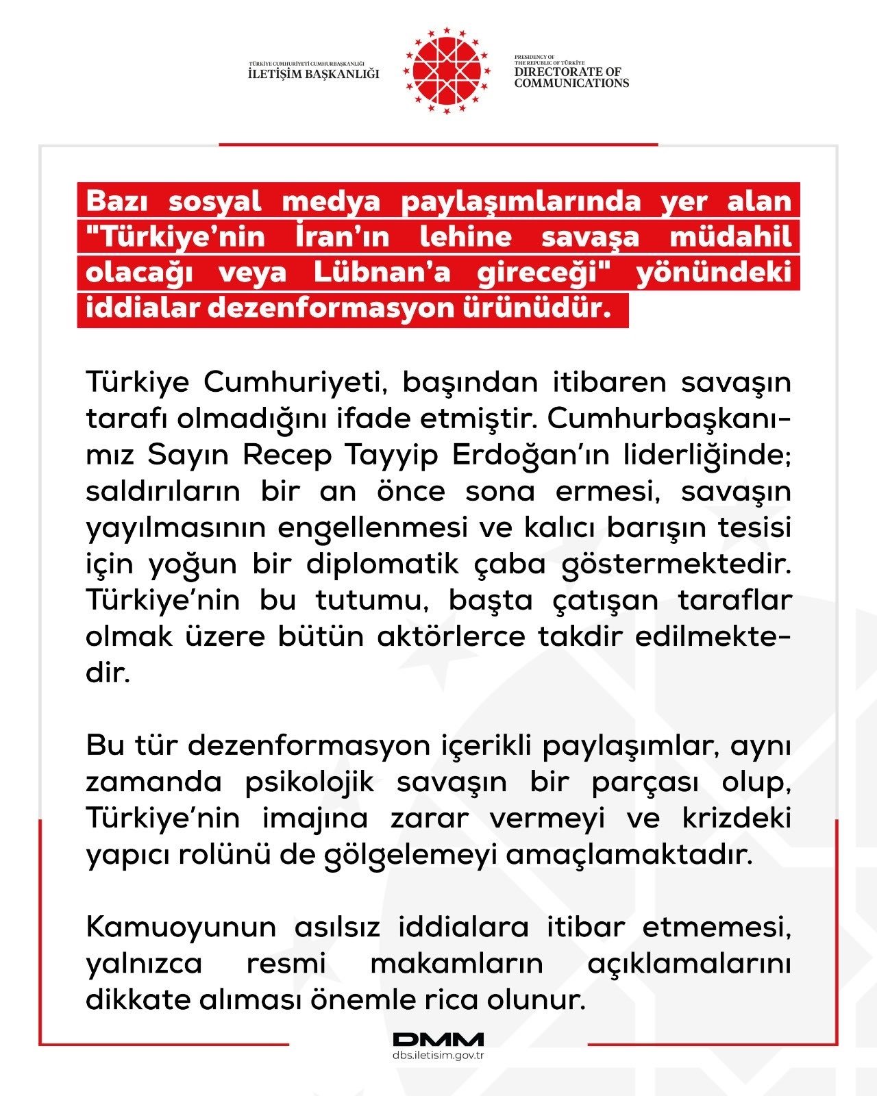 İletişim Başkanlığı DMM, Türkiye'nin İran
