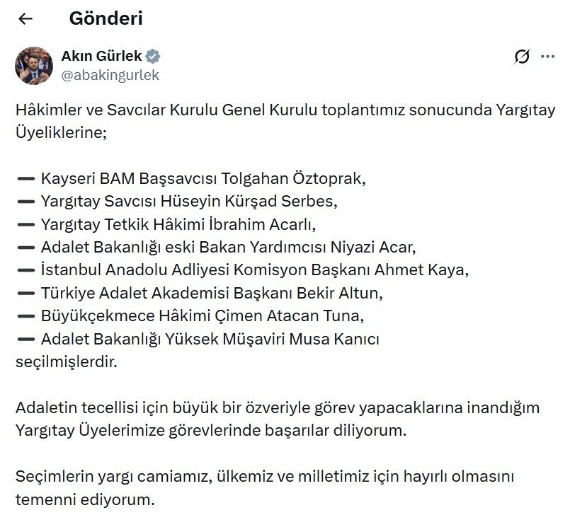 Adalet Bakanı Akın Gürlek, HSK