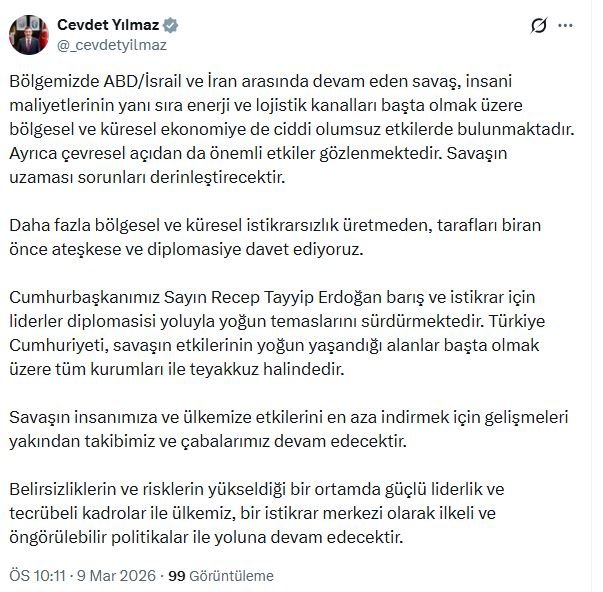 Cumhurbaşkanı Yardımcısı Cevdet Yılmaz, ABD-İsrail