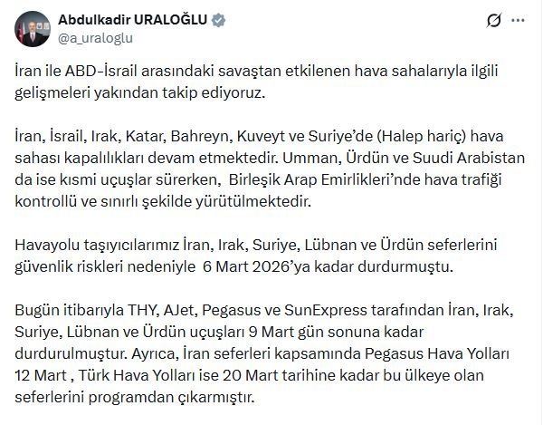 Ulaştırma Bakanı Abdulkadir Uraloğlu, THY,