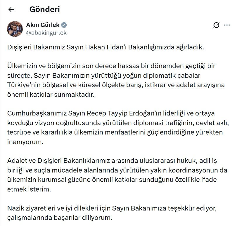 Dışişleri Bakanı Hakan Fidan, Adalet
