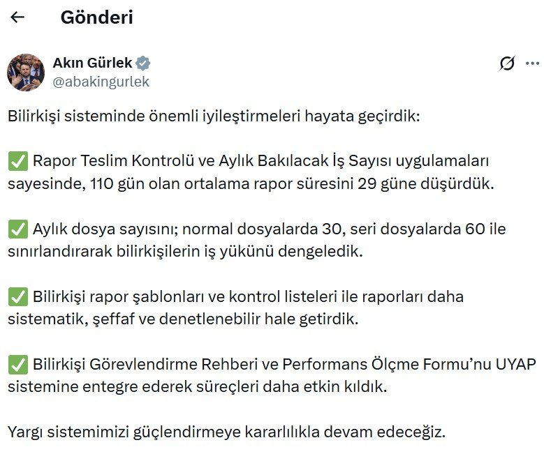 Adalet Bakanı Akın Gürlek, bilirkişi