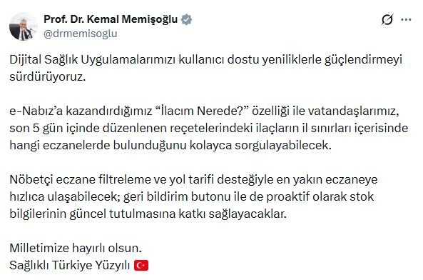 Sağlık Bakanı Kemal Memişoğlu, e-Nabız