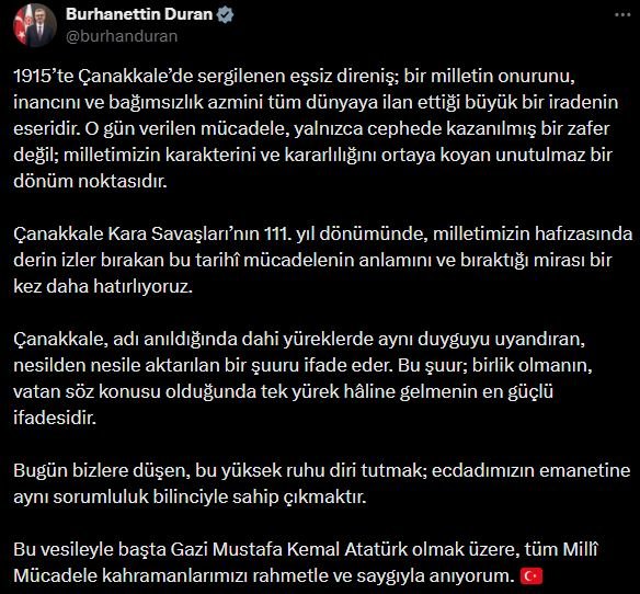 İletişim Başkanı Burhanettin Duran, Çanakkale