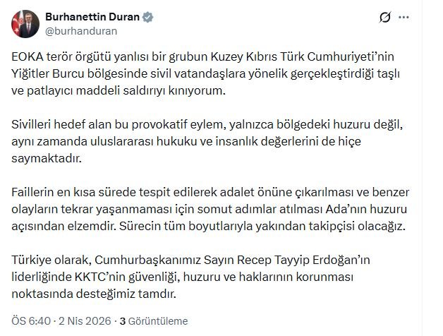 İletişim Başkanı Burhanettin Duran, KKTC'nin