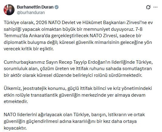 İletişim Başkanı Burhanettin Duran, Türkiye'nin