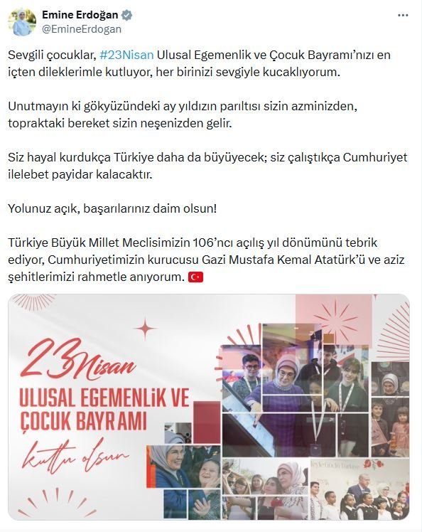 Emine Erdoğan, 23 Nisan Ulusal