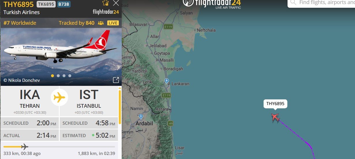 THY Uçağı Tahran’dan Havalandı