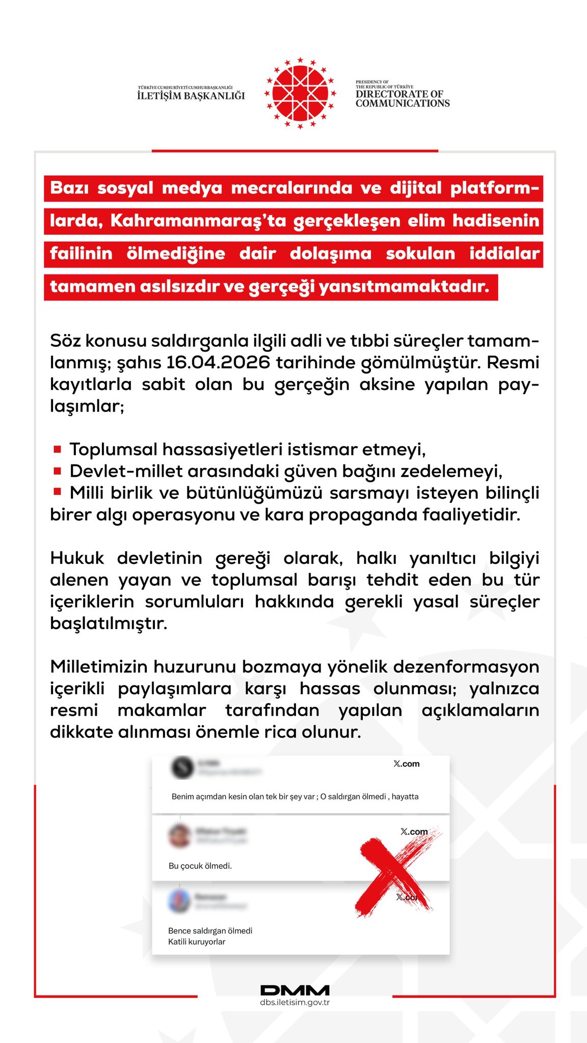 Dezenformasyonla Mücadele Merkezi, Kahramanmaraş saldırısı