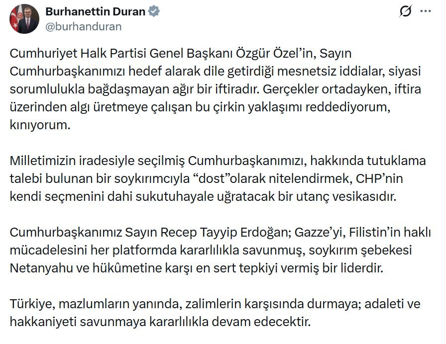 İletişim Başkanı Burhanettin Duran, CHP