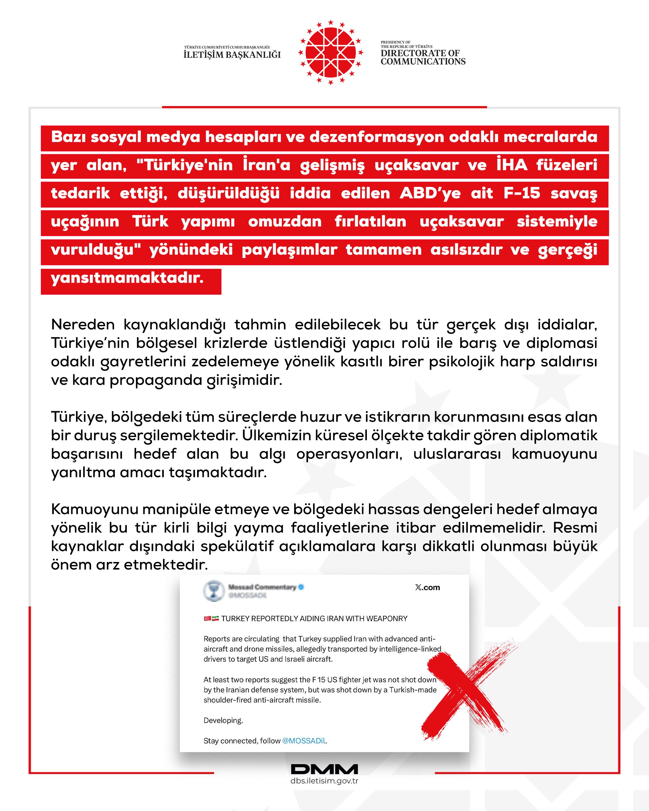 Dezenformasyonla Mücadele Merkezi, Türkiye'nin İran'a