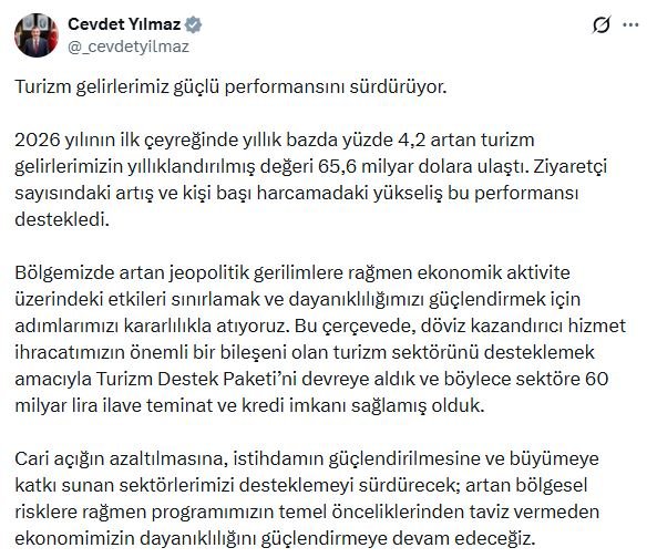 Cumhurbaşkanı Yardımcısı Cevdet Yılmaz, turizm