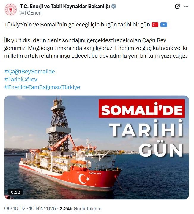 Enerji Bakanlığı, Çağrı Bey gemisinin