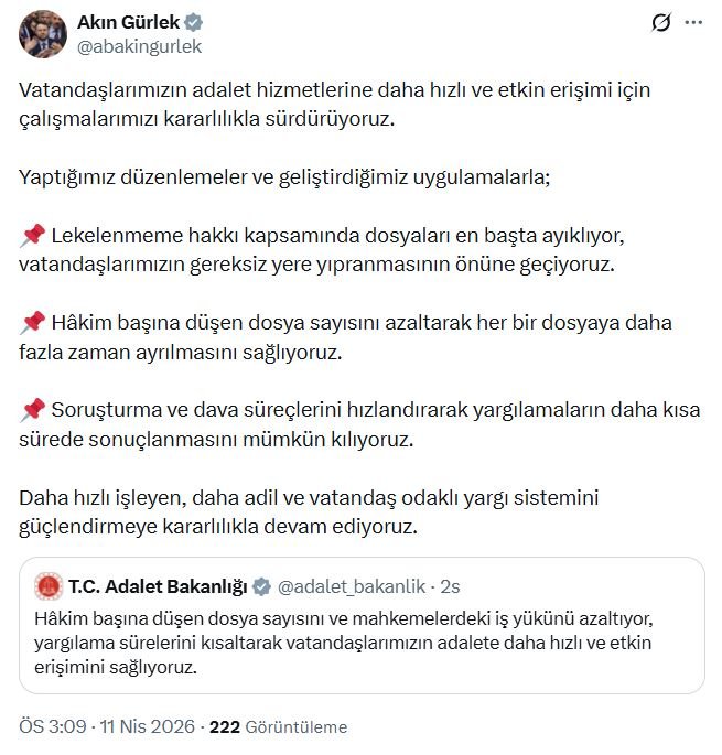 Adalet Bakanı Akın Gürlek, hakim