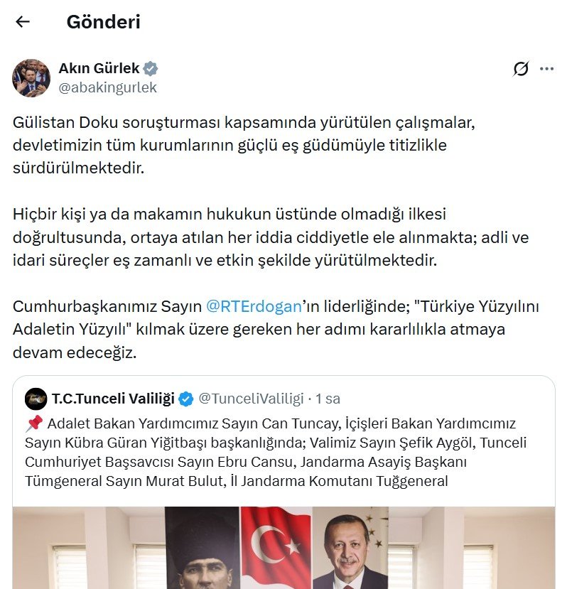 Adalet Bakanı Akın Gürlek, Gülistan
