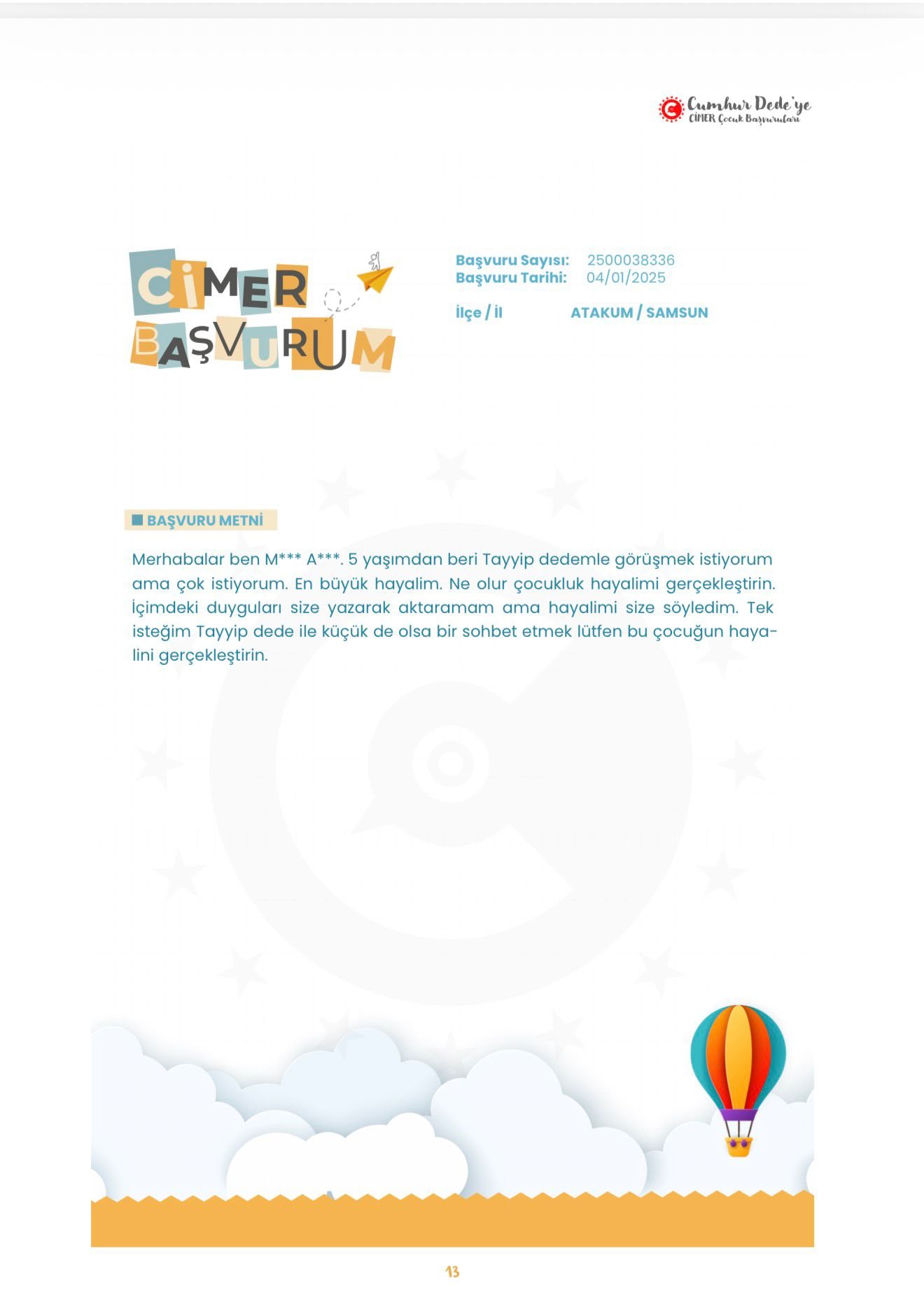 23 Nisan'da CİMER, çocukların binlerce