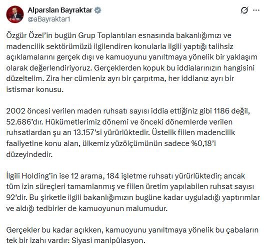 Enerji Bakanı Alparslan Bayraktar, CHP