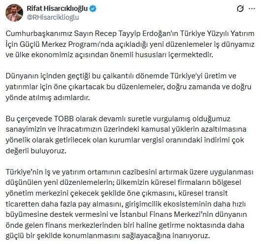 TOBB Başkanı Rifat Hisarcıklıoğlu, Cumhurbaşkanı