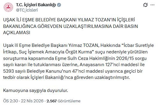 İçişleri Bakanlığı, Uşak'ın Eşme ilçesi
