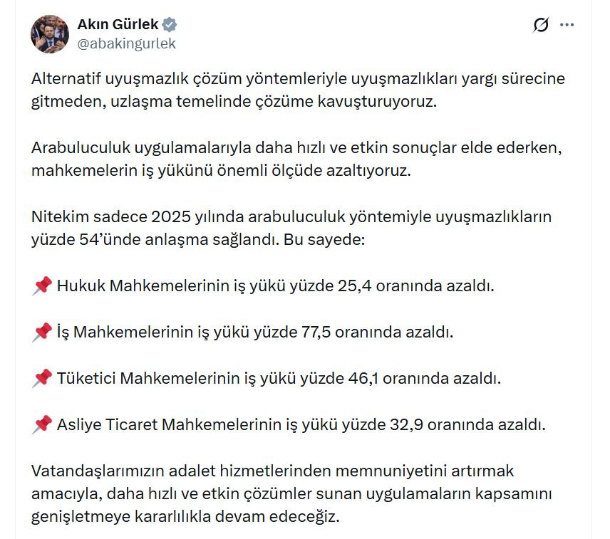 Adalet Bakanı Akın Gürlek, 2025